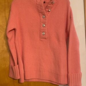 Talbots Coral Pink Ribbed Henley Top